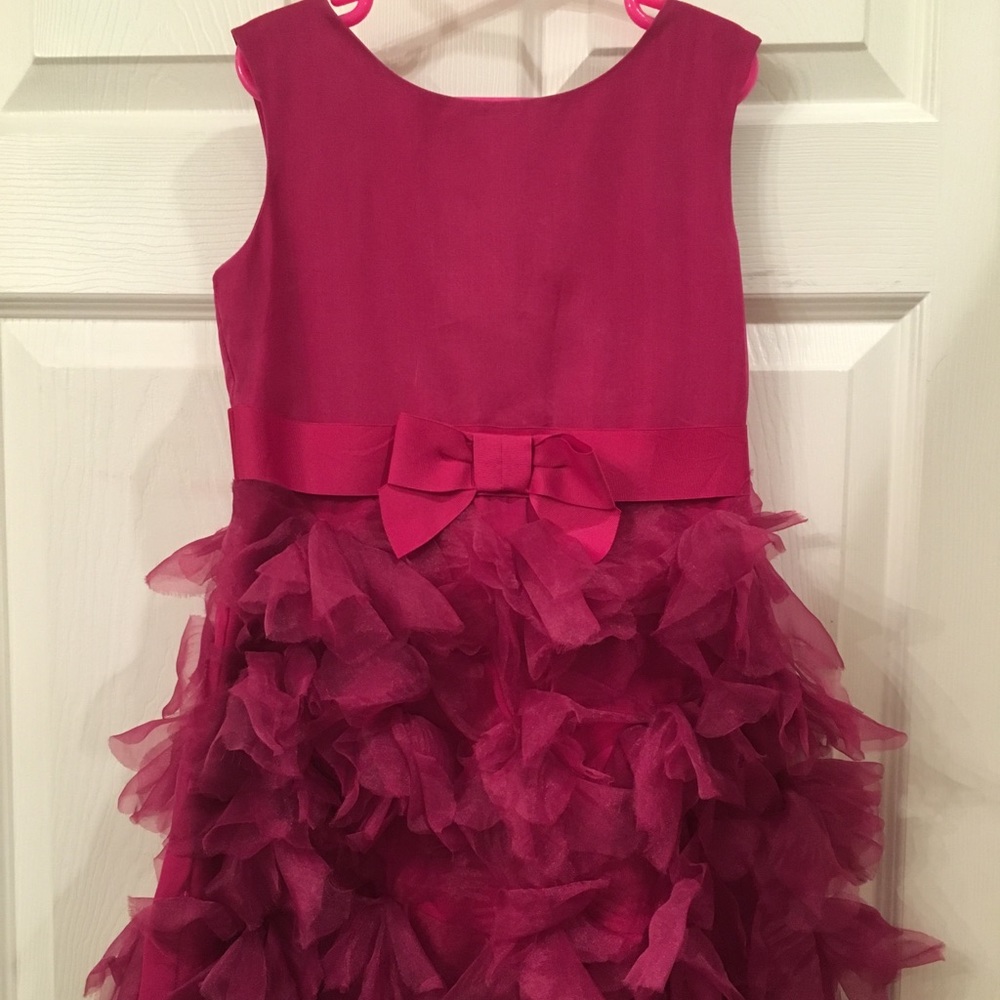 NWOT! Marchesa silk-blend magenta ruffled dress